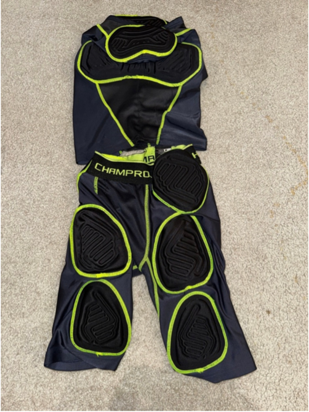 Champro Kids Padded Compression Protective Set - Black with Neon Green